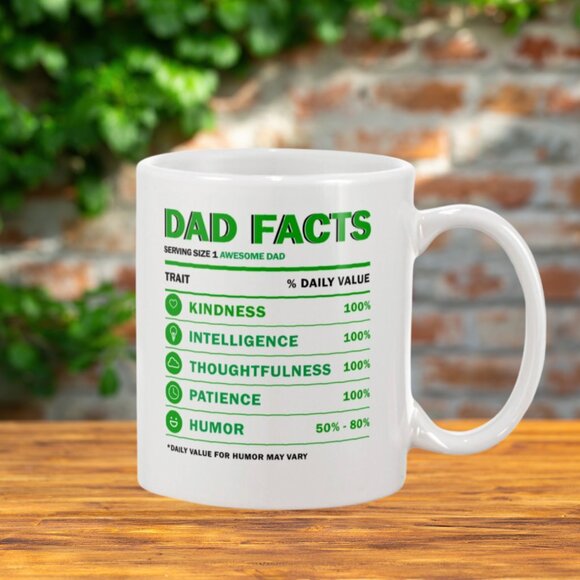 🌟 "Dad Facts Mug 11oz - Funny White Coffee Cup for Dad's Humor & Kindness!" - Picture 3 of 4